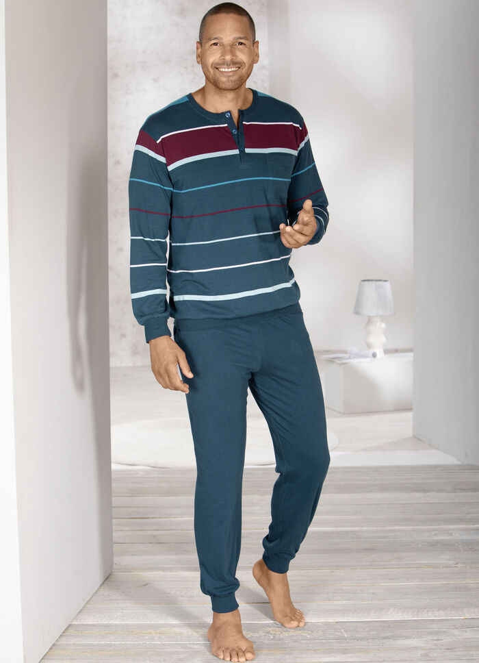 Pyjamas med knappslå och ärmslut, 