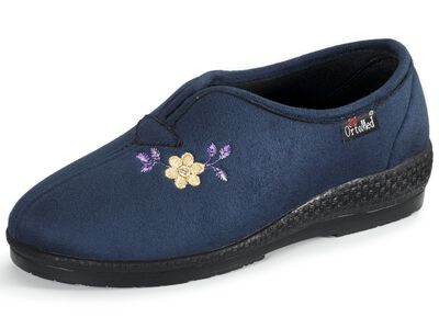 Klassiska damtofflor, bredd H, med broderi 