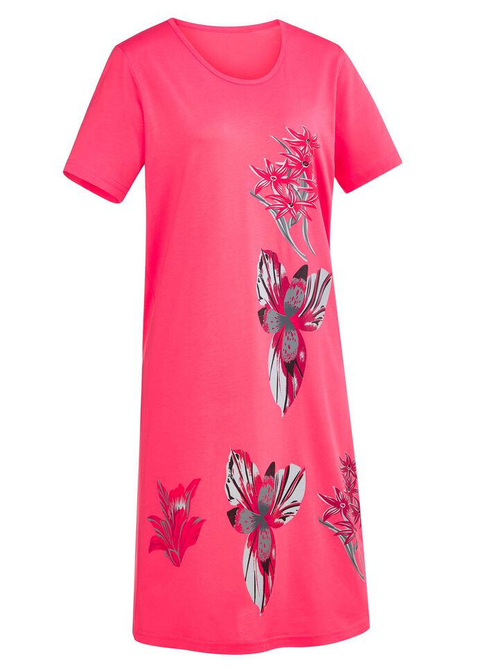 Nattlinne med placerat tryck och korta &auml;rmar 