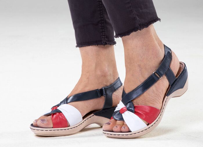 ELENA EDEN sandaler i nappal&auml;der BL&Aring; VIT R&Ouml;D