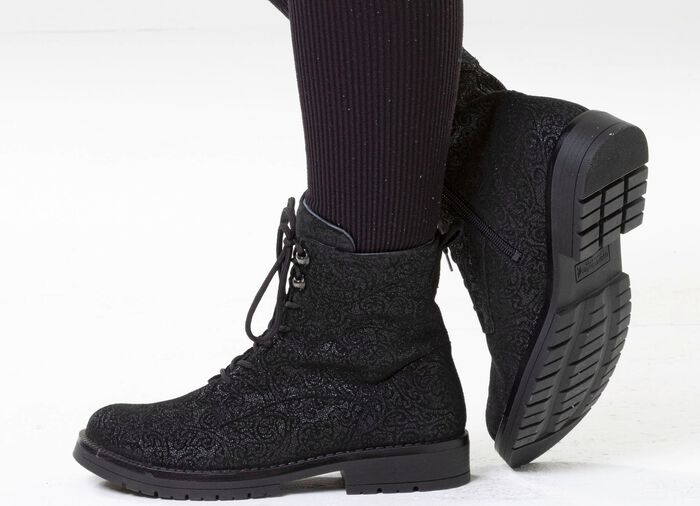 Waldl&auml;ufer, bekv&auml;ma damst&ouml;vlar, vidd G, med uttagbar fotb&auml;dd SVART