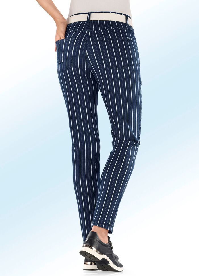 Jeans i distinkt randig design 