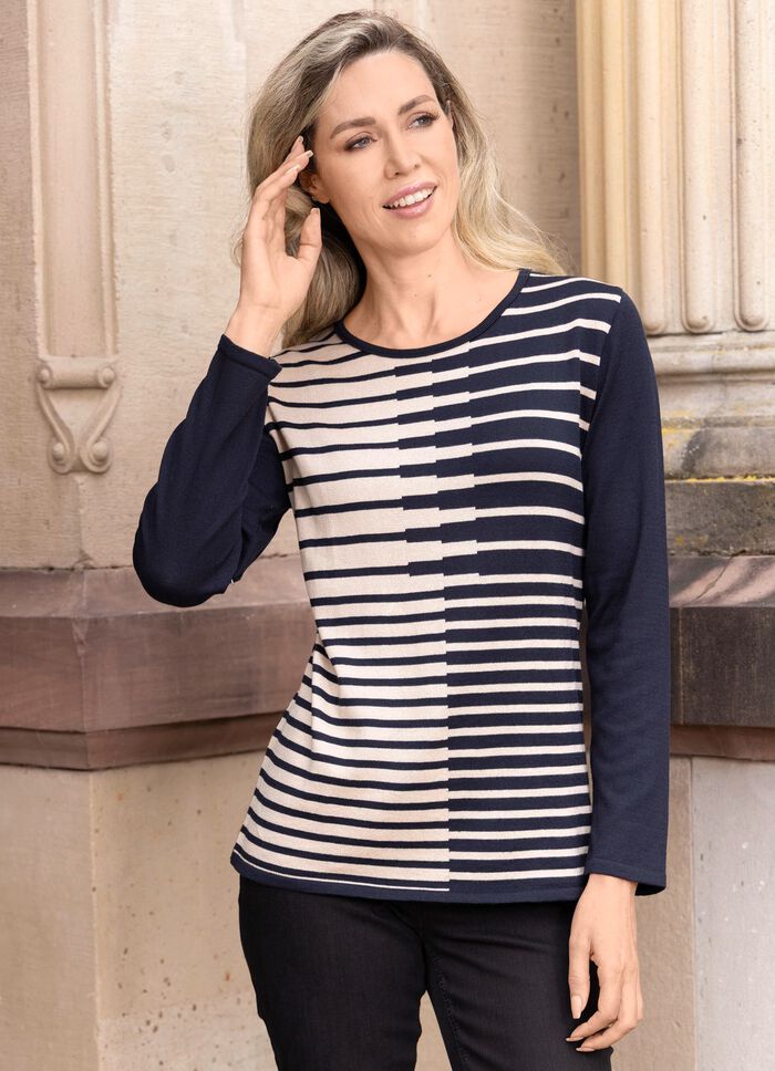 Finstickad tr&ouml;ja MARINBEIGE