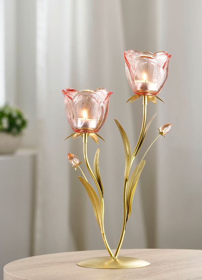 Elegant v&auml;rmeljush&aring;llare med rosformade glas 