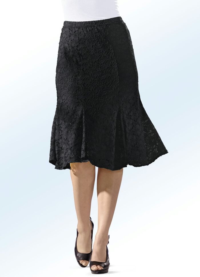 6-panelskjol av fin spets SVART