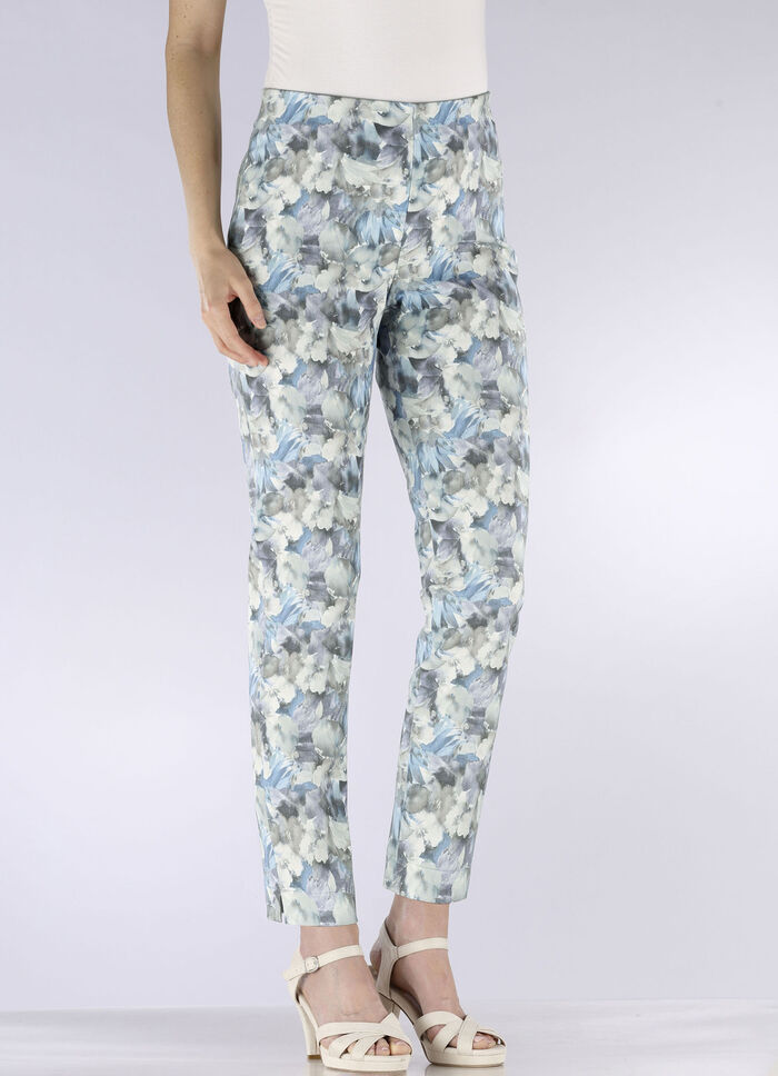 Byxor med en blommig all-over design 
