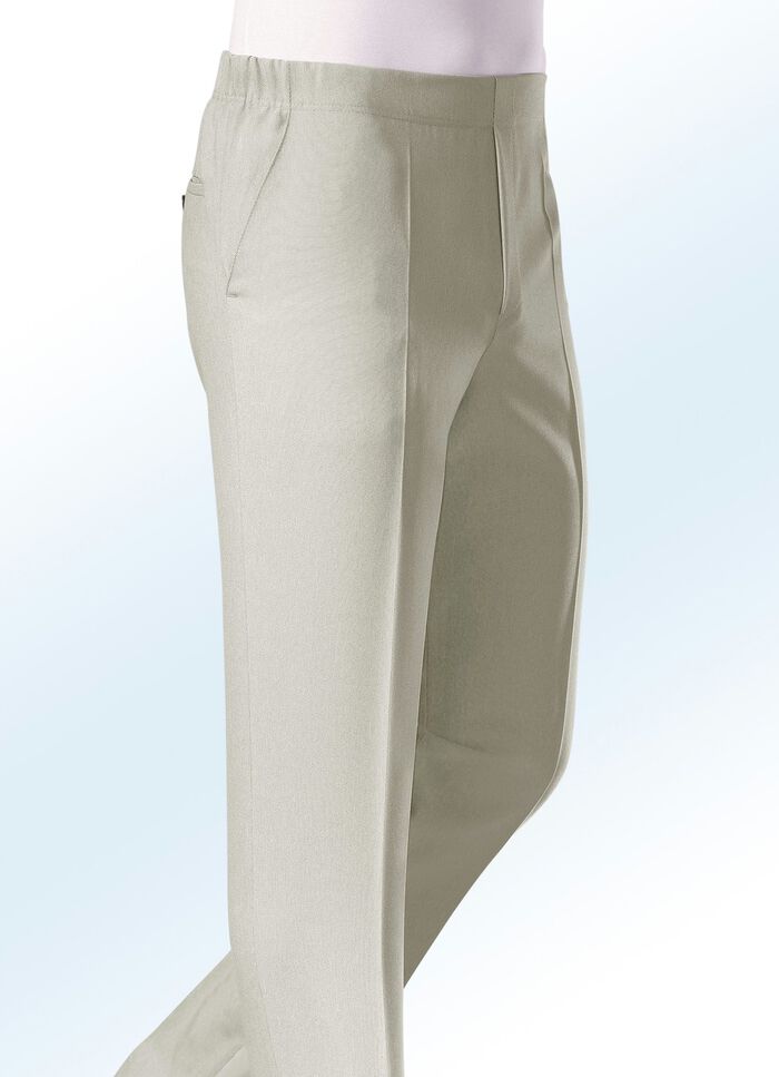 Slip-on byxor "Klaus Models" med dekorativ kant i 4 f&auml;rger 