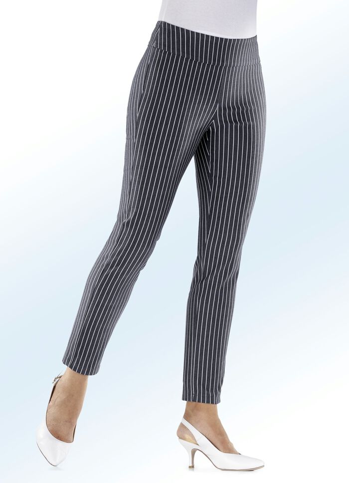 Byxor med moderiktig randig design GRAFIT VIT