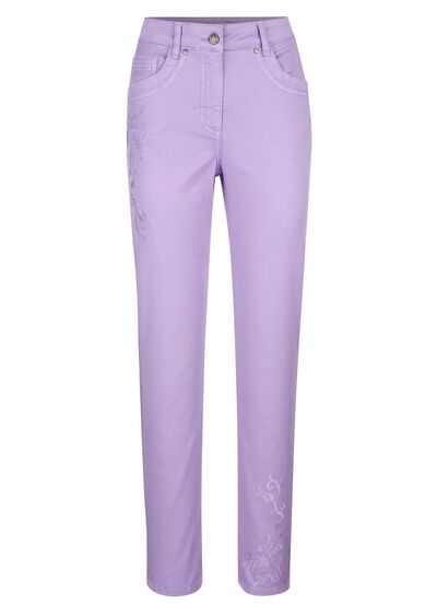 Byxor med blommig broderi 