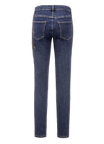 Eleganta jeans med handmålade blommotiv 