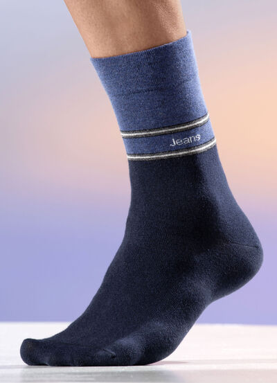 Fempack strumpor med tryckfria muddar, , large