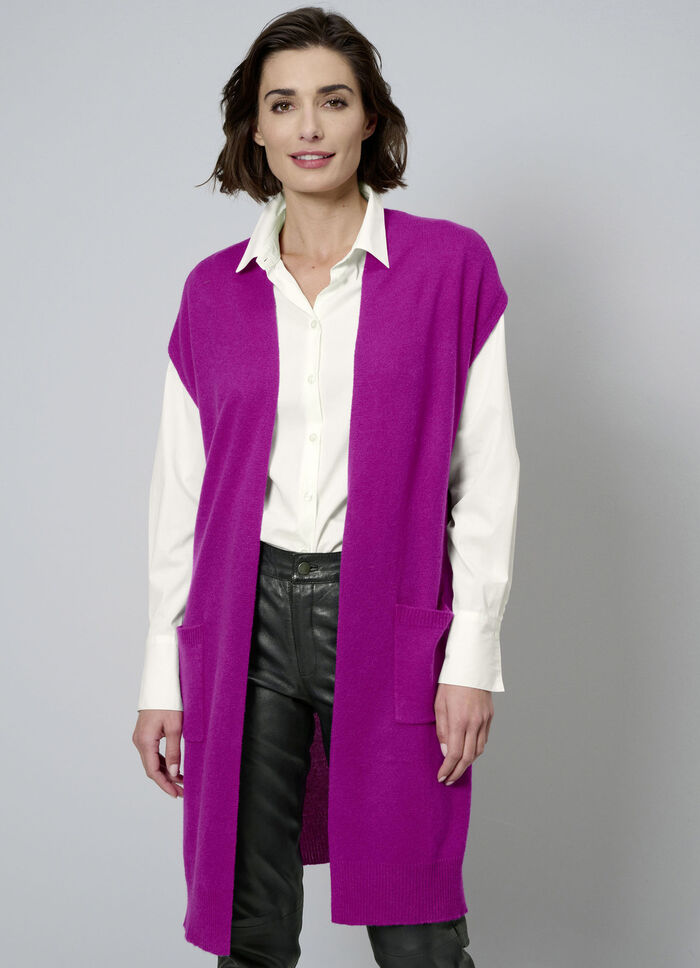 Lång stickad kashmirväst CYKLAMEN