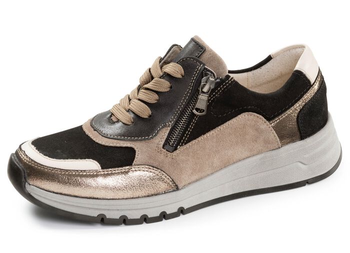 Waldl&auml;ufer, bekv&auml;ma damsneakers, bredd H, med uttagbar fotb&auml;dd TAUPE-F&Auml;RGERIGT