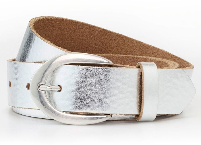 Modernt damb&auml;lte, tillverkat av l&auml;der, 3 cm brett SILVER