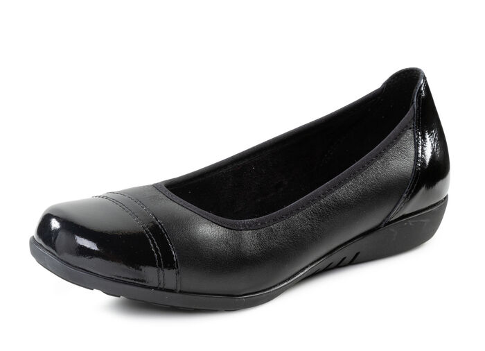 ELENA EDEN, klassiska damballerinor, vidd G, med uttagbar fotbädd SVART