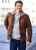 Kort skinnjacka med fuskp&auml;lskant 