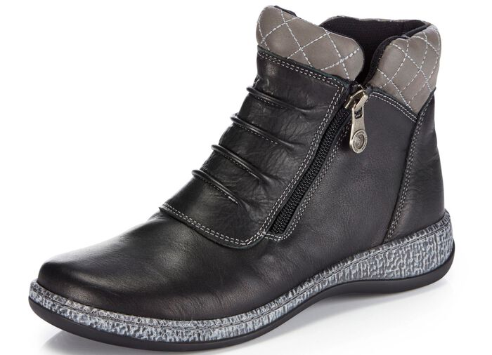 ELENA EDEN bootie med smart dekorativ quiltning SVART-GR&Aring;