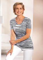 Skjorta med randig design i 2 färger SCHWARZ-ECRU