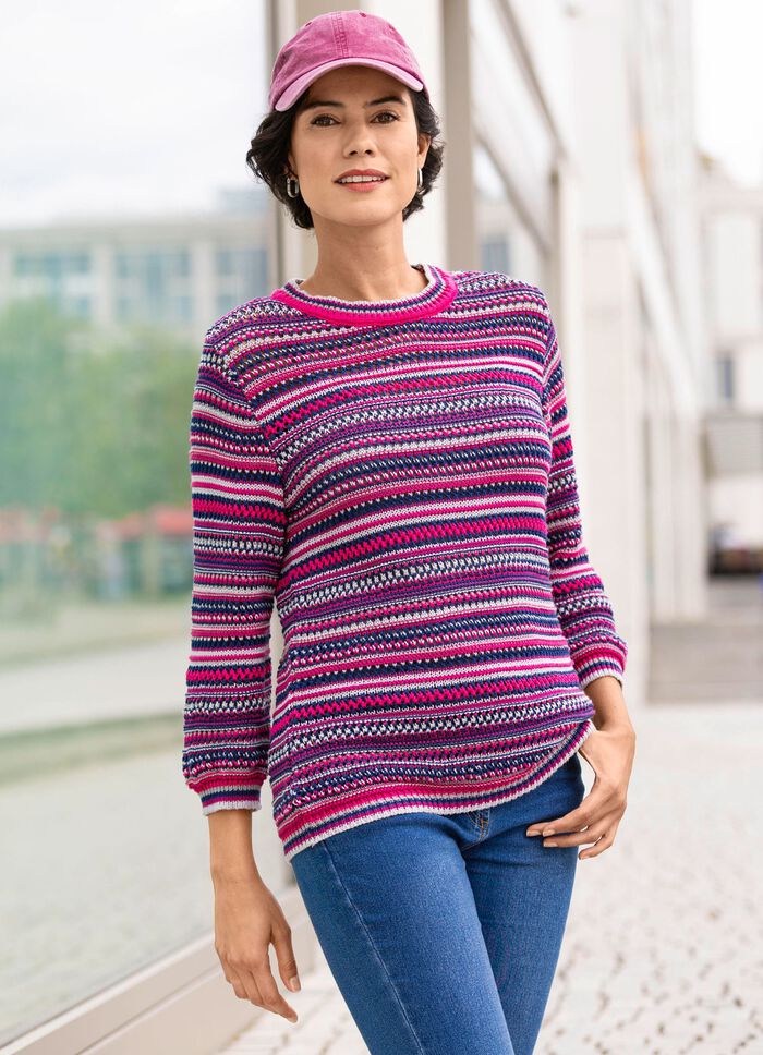 Tr&ouml;ja med en blandning av m&ouml;nster i randig design 