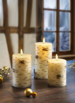 Batteridrivna &auml;kta vaxljus, set om 3 