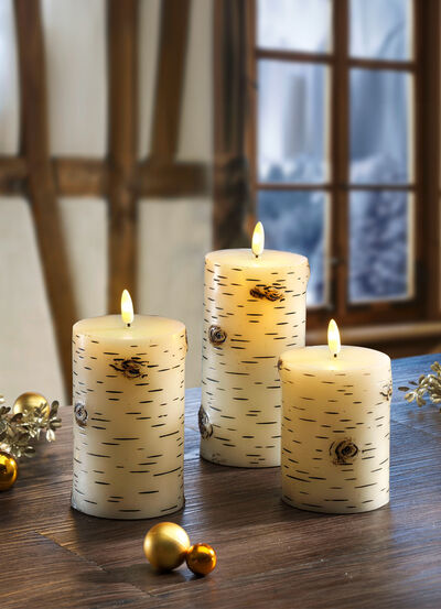 Batteridrivna &auml;kta vaxljus, set om 3 