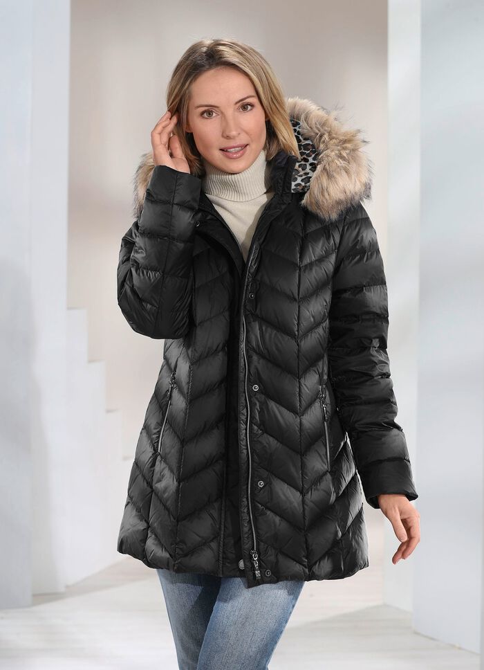 Dunjacka med avtagbar huva 