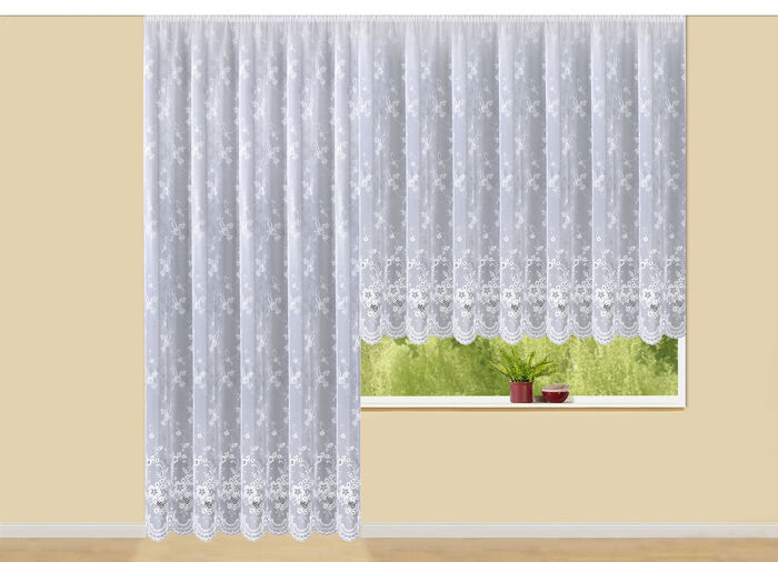 Rullgardin med Plauen-broderi och universalskena WEISS