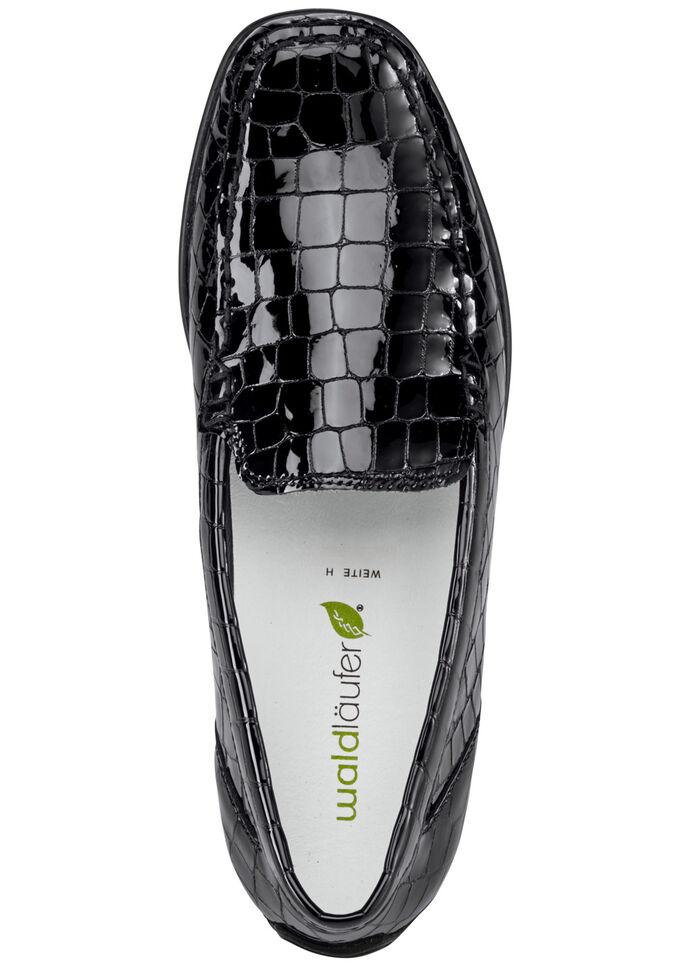 Waldläufer, snygga damtofflor, bredd H, med uttagbar fotbädd SVART