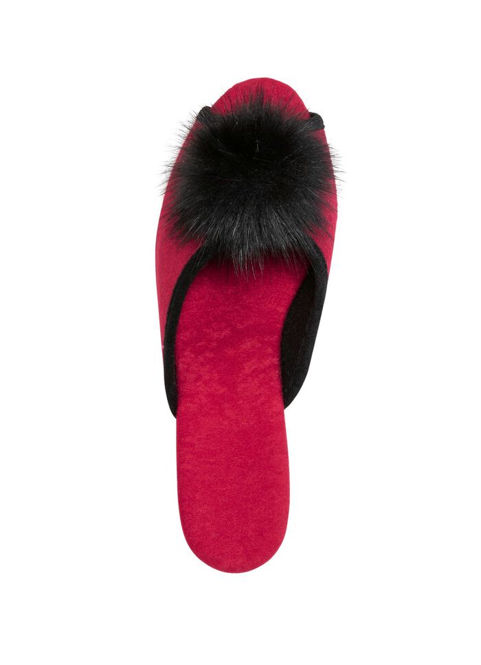 ELENA EDEN mulor med svart fuskp&auml;ls pompom R&Ouml;D