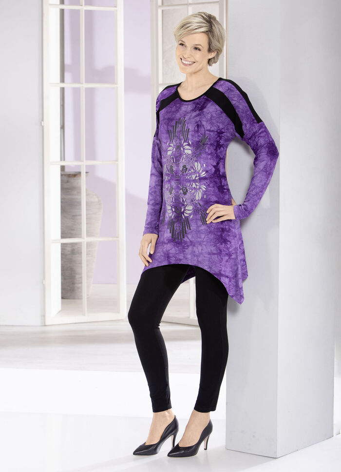 Lång skjorta i aktuell batiklook i 2 färger LILA BATIK