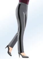 Byxor i trendig materialmix 