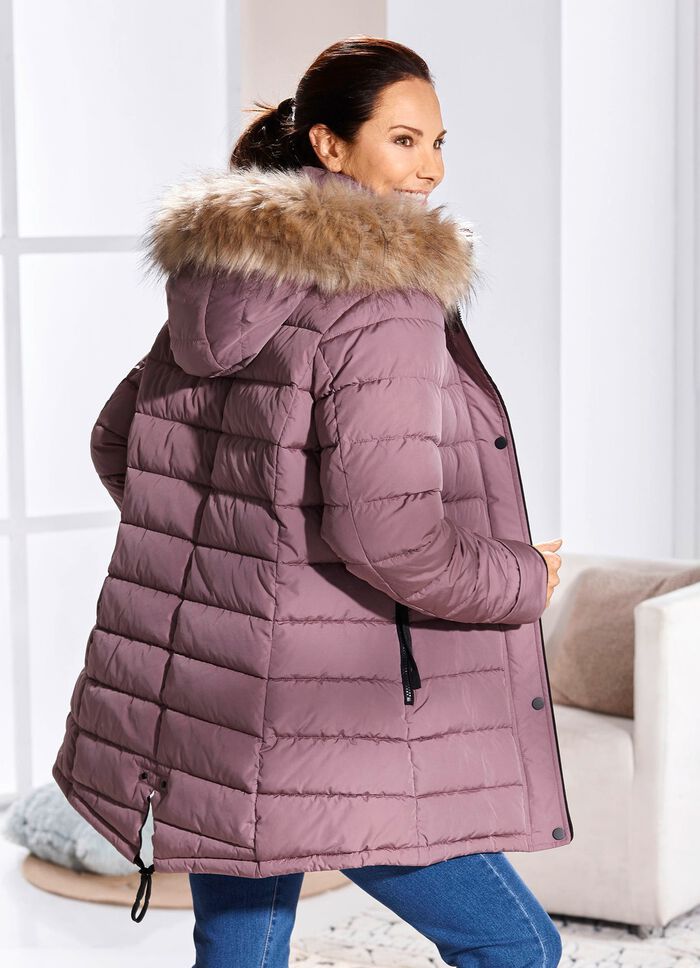 Funktionell l&aring;ng jacka med avtagbar huva 