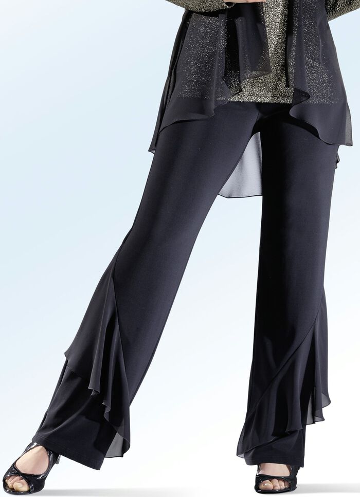 Byxor med effektiva volanger SVART