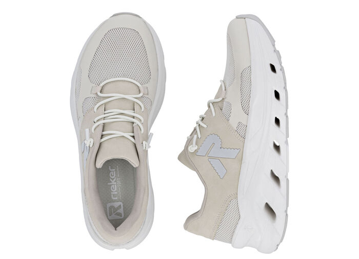 Rieker, sportiga damsneakers, vidd G, med uttagbar fotbädd LJUSBEIGE