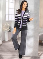 Tr&ouml;ja med nyull ANTRACIT-LILA-GR&Aring; MELERAD