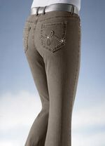 Jeans med gnistrande strass TAUPE