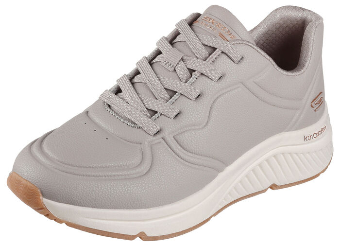 SKECHERS, sportiga damsneakers med snörning TAUPE