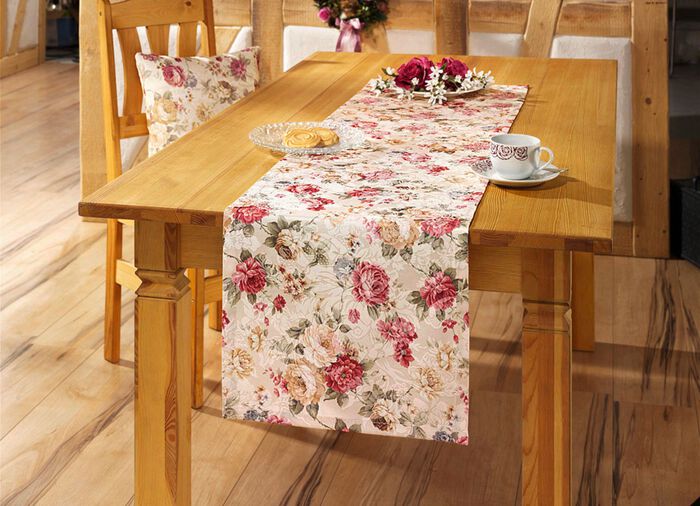 Bords- och rumsdekoration med h&ouml;gkvalitativt textiltryck ECRUS/F&Auml;RGERIGT