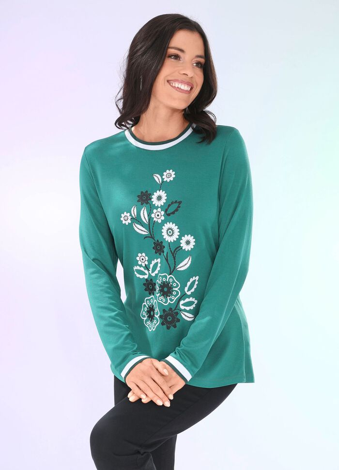 Skjorta med kontrasttryck i 2 f&auml;rger GR&Ouml;N