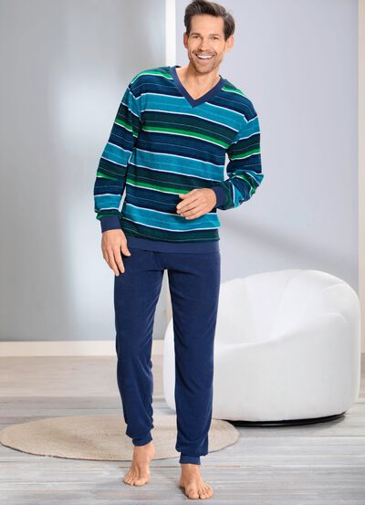 Pyjamas av frott&eacute;stretchtyg med manschetter 