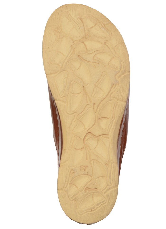 Gemini, trendiga damslippers, vidd G, med resårband COGNAC