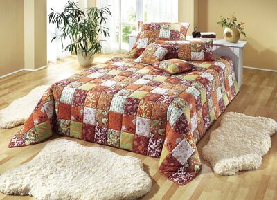 Överkast och kuddfodral i patchworkdesign av bomull, , large