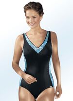 Baddräkt från Sunflair med helkorsett och figurformande sömmar, upp till F-kupa 