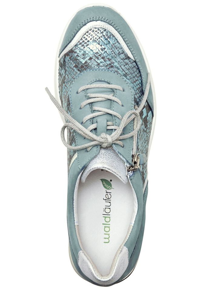 Waldl&auml;ufer, bekv&auml;ma damskor med sn&ouml;rning, bredd H, med uttagbar fotb&auml;dd BLEU MATT SILVER