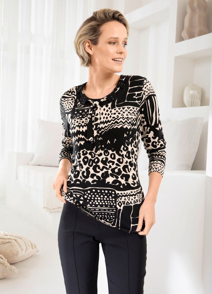 Skjorta med strassf&ouml;rgyllda kanter 