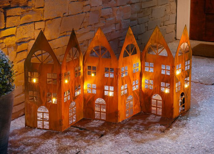 Hussiluett i rost utseende med integrerade fairy lights 