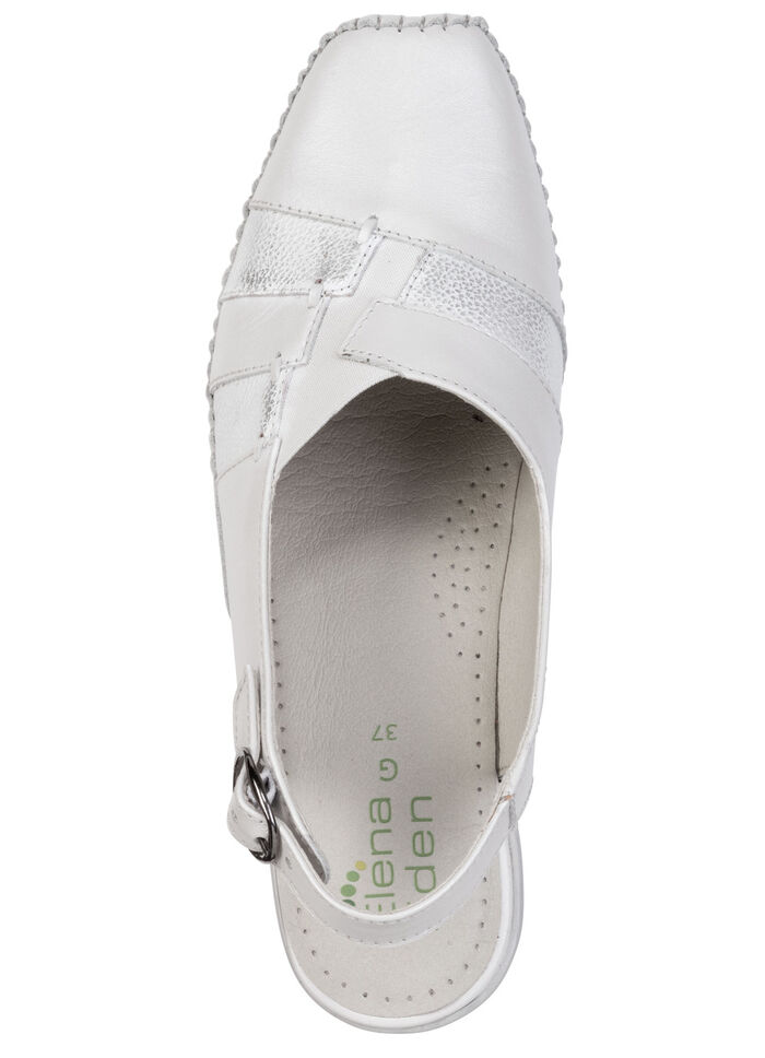 ELENA EDEN, eleganta damsandaler, vidd G, med resårband ECRU-SILBER