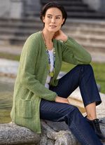 L&aring;ng kofta med p&auml;rltofs LIME MELERAD