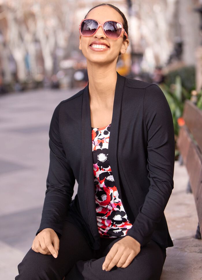 Skjorta i rundad jacklook SVART-R&Ouml;D-ROS