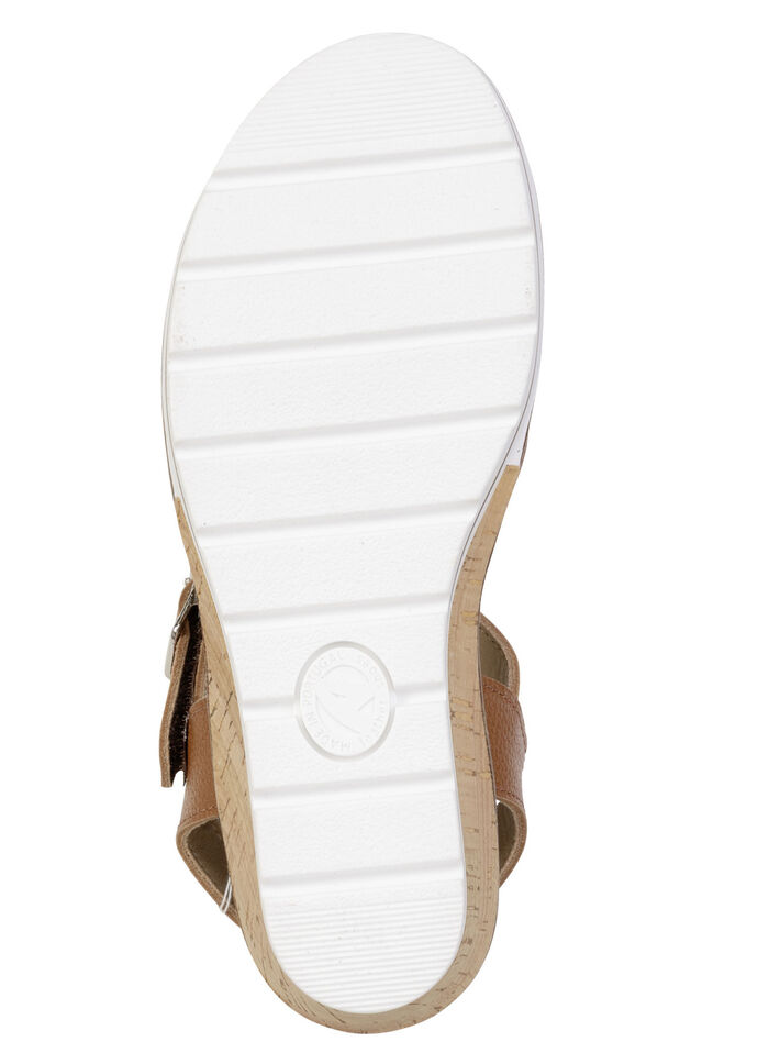 ELENA EDEN, bekv&auml;ma damsandaler, bredd H, med uttagbar fotb&auml;dd COGNAC